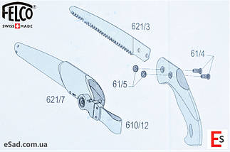 Лезо до пили Felco 621 - полотно пилки (змінна деталь Фелко 621/3), фото 3