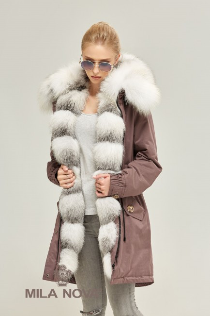Парка жіноча зимова з хутром ML темна фреза, фото 1