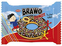 КЕКС «BRAWO DONUT» С КАКАО НАЧИНКОЙ В КАКАО-МОЛОЧНОЙ ГЛАЗУРИ И РАЗНОЦВЕТНЫХ ГРАНУЛАХ