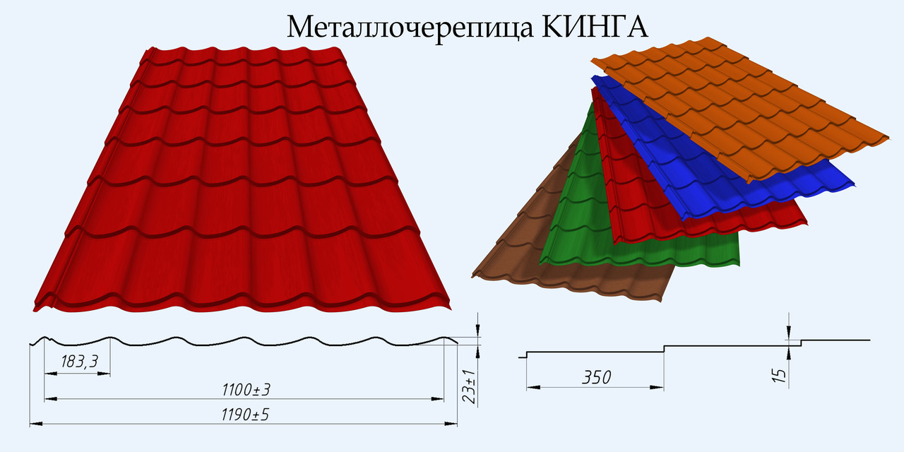 Металлочерепица глянцевая и матовая 0,33-0,50 мм: Китай, Украина, Европа - длина листов по вашим размерам. - фото 7 - id-p17583956