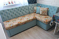 Кутовий диван зі спальним місцем на кухню (Бірюзовий)
