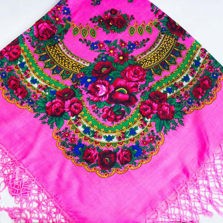 Українська хустка рожева (120х120)