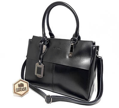 Невелика Чорна жіноча сумка з натуральної італійської шкіри Galanty