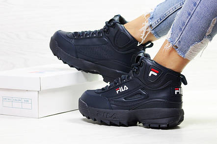 Жіночі високі зимові кросівки Fila,на хутрі,сині 41р, фото 2