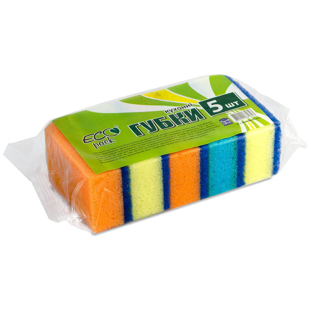 Губки для миття посуду 5 шт. ТМ "ECOpack"