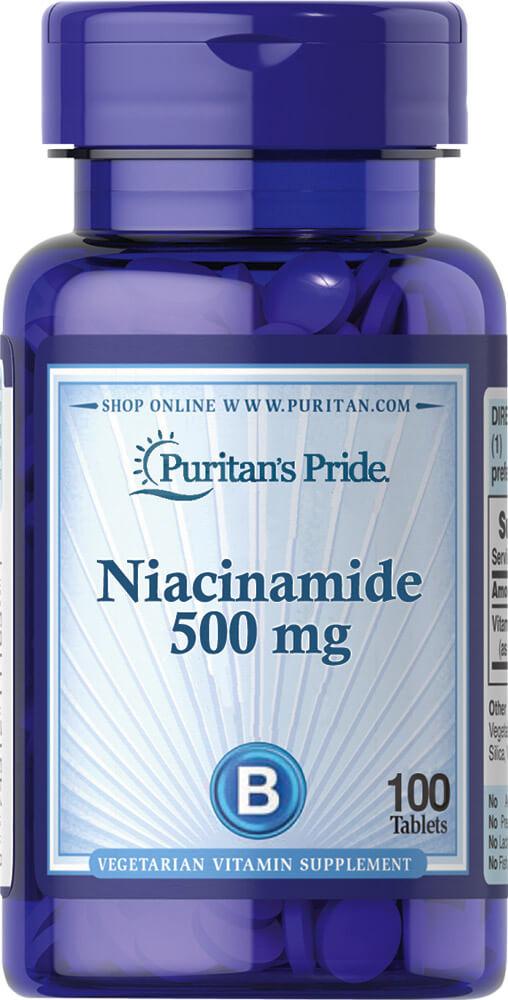 Ніацинамід, вітамін В-3, Niacinamide Puritan's Pride, 500 мг, 100 таблеток