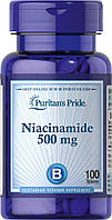 Ніацинамід, вітамін В-3, Niacinamide Puritan's Pride, 500 мг, 100 таблеток