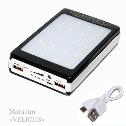 Портативний зарядний пристрій Power Bank c сонячною батареєю+LED 30000mah, фото 2