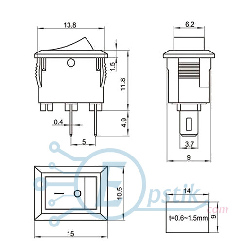 KCD1-11 перемикач 3A 250V 2pin білий
