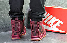 Високі чоловічі кросівки Nike Air Force,бордові,на хутрі 44р, фото 2