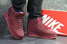 Високі чоловічі кросівки Nike Air Force,бордові,на хутрі 44р, фото 2