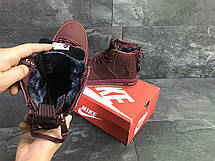 Високі чоловічі кросівки Nike Air Force,бордові,на хутрі 44р, фото 3