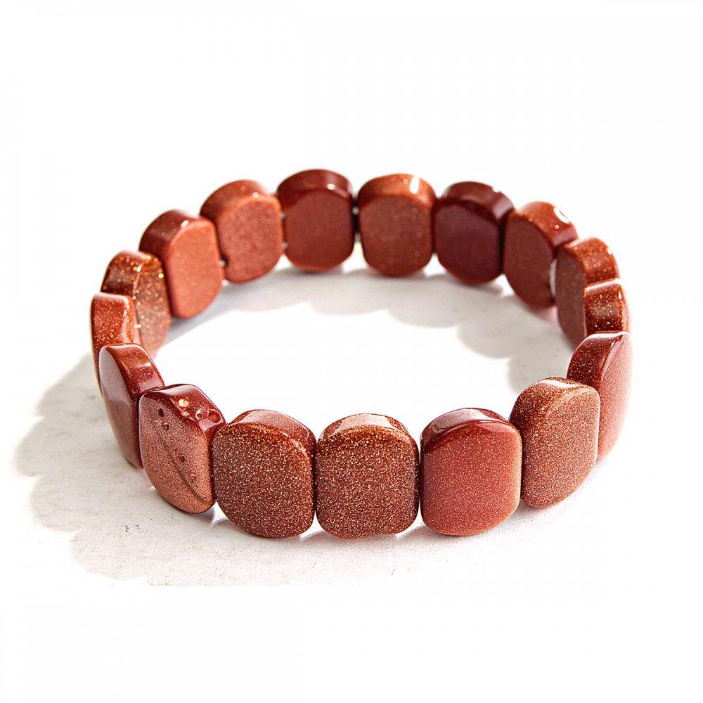 Браслет на резинці Авантюрин (синт.) "золотий пісок" 17х12мм, фото 1