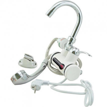 Проточний водонагрівач електричний на кран бойлер із душем delimano 3000 Вт, фото 2