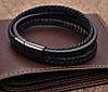 Чоловічий шкіряний браслет Primo Rope 20.5 з магнітною застібкою - Black, фото 5