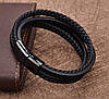 Чоловічий шкіряний браслет Primo Rope 20.5 з магнітною застібкою - Black, фото 4