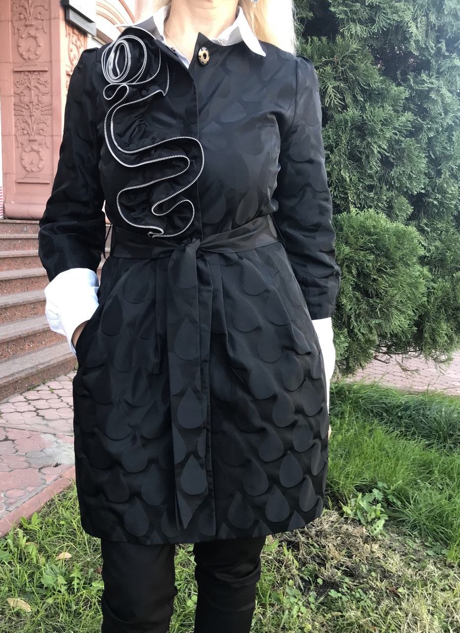 Плащ кардиган жіночий легкий чорний із трояндою
