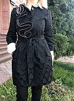 Плащ кардиган жіночий легкий чорний із трояндою