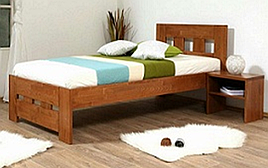 Ліжко дерев'яне односпальне SPACE 90х200 (Спейс) Мікс меблі, колір горіх масло-віск