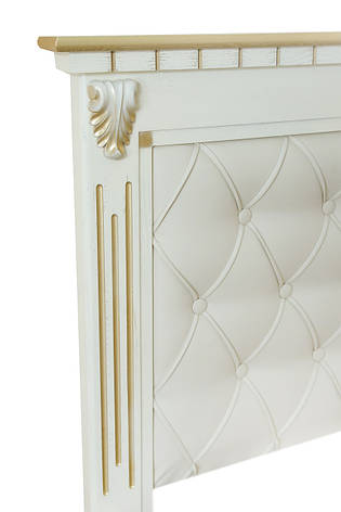 Ліжко двоспальне з м'якою спинкою Рів'єра 180х200 Мікс меблі ,колір слонова кістка з патиною золото, фото 2