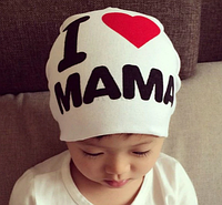 Дитяча шапка для новонароджених I Love Mama біла Розмір 35-47 (0-12 міс)