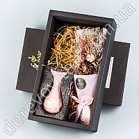 Букет сухоцветов и ваза в подарочной коробке, розовый, 7.5×16×27 см