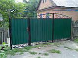 Розпашні ворота 3500х2000 заповнення профлістом, фото 3