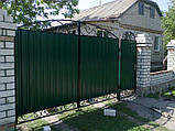 Розпашні ворота 3500х2000 заповнення профлістом, фото 4