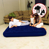 Матрас Flocked Air Bed/ Queen 203 x 152 x 22 см, электронасос в комплекте Bestway (67473)