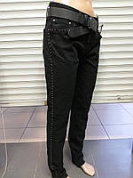 Женские черные джинсы 48+ с камнями