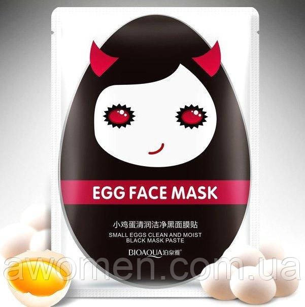 Маска Bioaqua Egg тканинна (чорна) маска для обличчя проти зморщок, яєчна 30 г