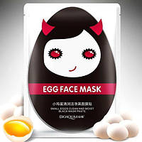 Маска Bioaqua Egg тканевая (черная) маска для лица от морщин, яичная 30г