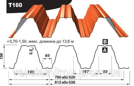 Профнастил, профлист Пк/Пн Т-92, Т-135, Т-150, Т-160. Несущий. Харьков цена, купить. - фото 5 - id-p5444050