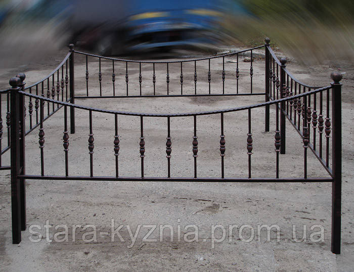 Оградка на кладбище кованая с разными узорами на выбор / Черная - фото 6 - id-p46282802