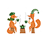 Новорічний декор Лисьє чаювання (вінілові самоклеючі наклейки звірі ліс) матова 860х600 мм, фото 2