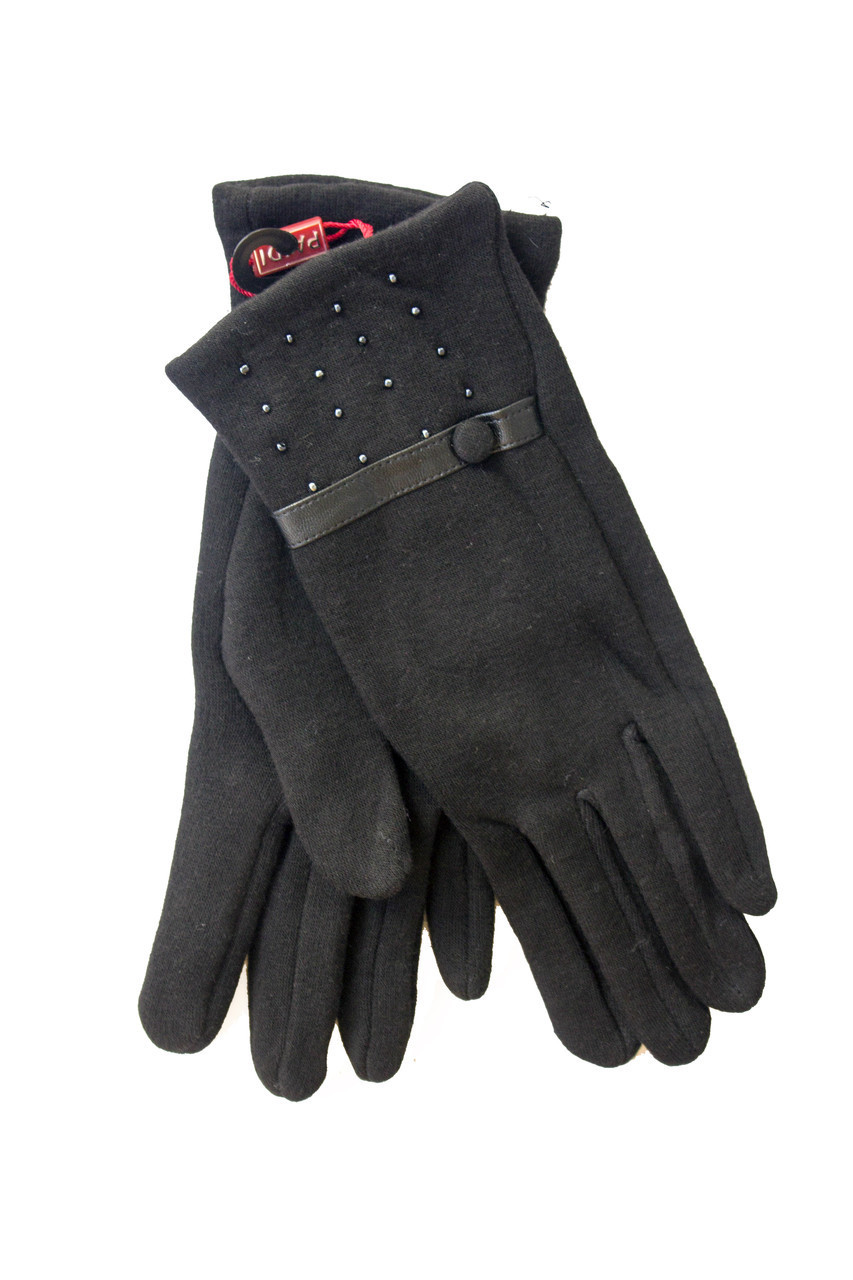 Жіночі стрейчеві рукавички Чорні Великі