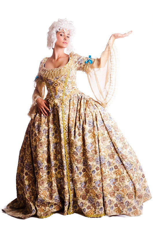 Костюм женский 18 века с каркасом панье (цветочек) 52-54 - фото 1 - id-p785165619