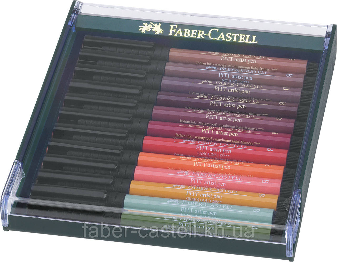 Набір  капілярних ручок-пензликів Faber-Castell Pitt Artist Pen Brush Earth tones, 12 кольорів, 267422