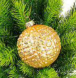 Ялинкова іграшка куля "Золото" скло 8 см (набір 6 шт.), фото 2