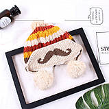 Зимняя шапка для мальчика с помпоном синяя, фото 3