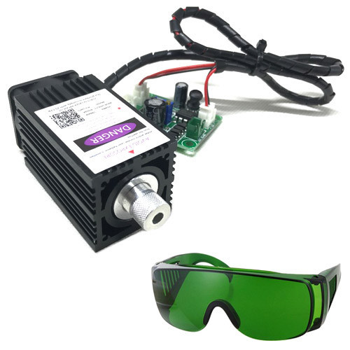 Потужний лазер для різання гравіювання 500мВт 405нм TTL і захисні окуляри, фото 1