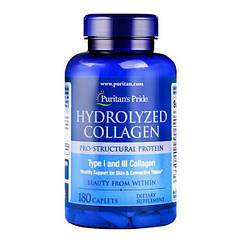 Puritan's Pride Hydrolyzed Collagen 1000 mg, Type 1&3, Гідролізат колагену (180 таб.)
