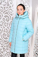 Куртка детская для девочки зима Виола минт 134см капюшон - воротник (конструктор)
