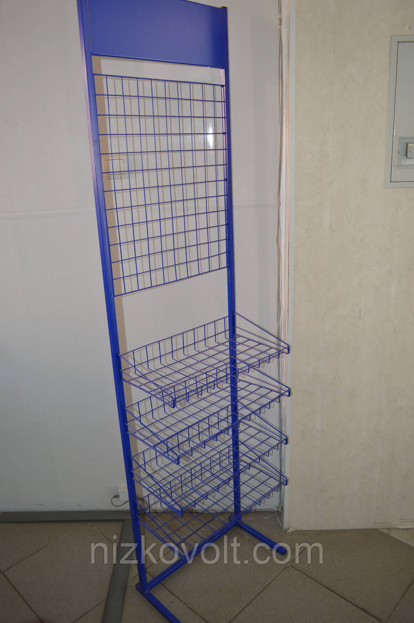 Торговое оборудование "Стенд 4-х полочный с сеткой" (стойка, полка для ...