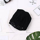 Зимова жіноча шапка з помпоном комбінованого кольору, фото 4