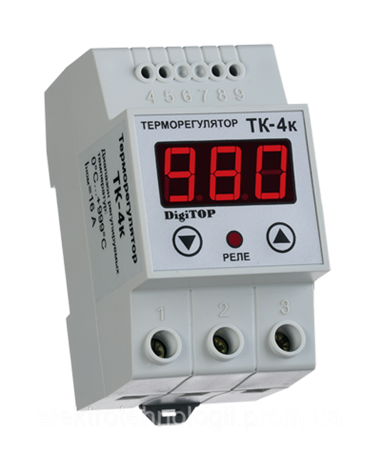 Терморегулятор ТК-4К 16А одноканальний цифровий DIN-рейка (0°....+999 ...