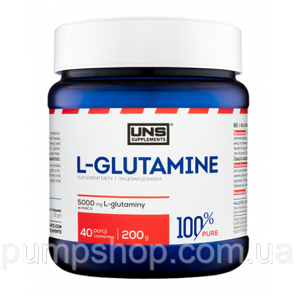 Глютамін UNS 100% Pure L-glutamine 200 г, фото 1