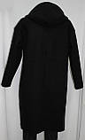 Пальто осіннє молодше кашемірове, чорне, з капюшоном, фото 3