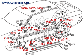 Кліпса кріплення молдингу двері на Мерседес, фото 3