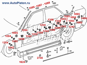 Кліпса кріплення молдингу двері на Мерседес, фото 4